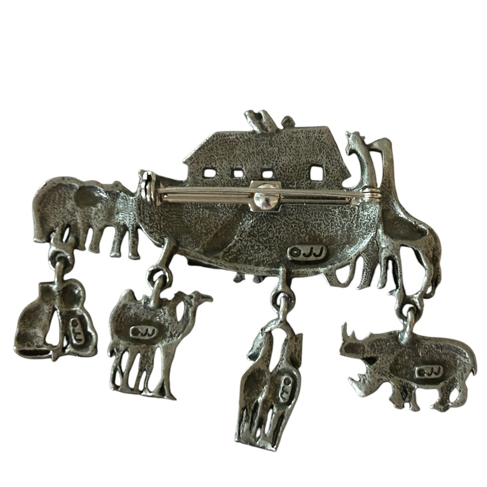 JJ Noah's Ark Brooch Pin Pewter Silver Color - Picture 3 of 11